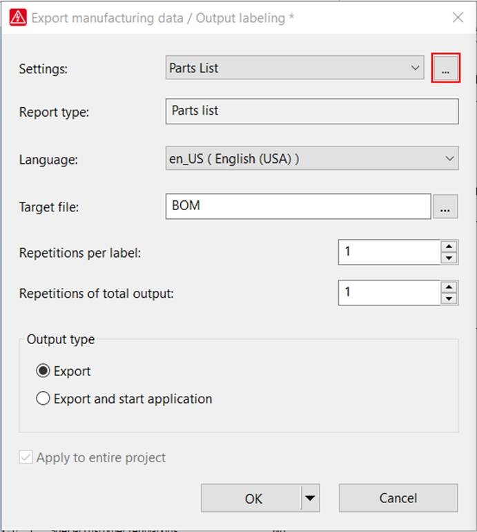 Exporting summarized parts list in excel